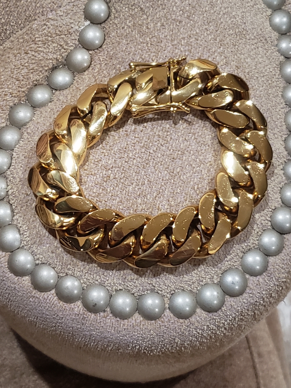 Gold-Tone Cuban Link Bracelet For Men